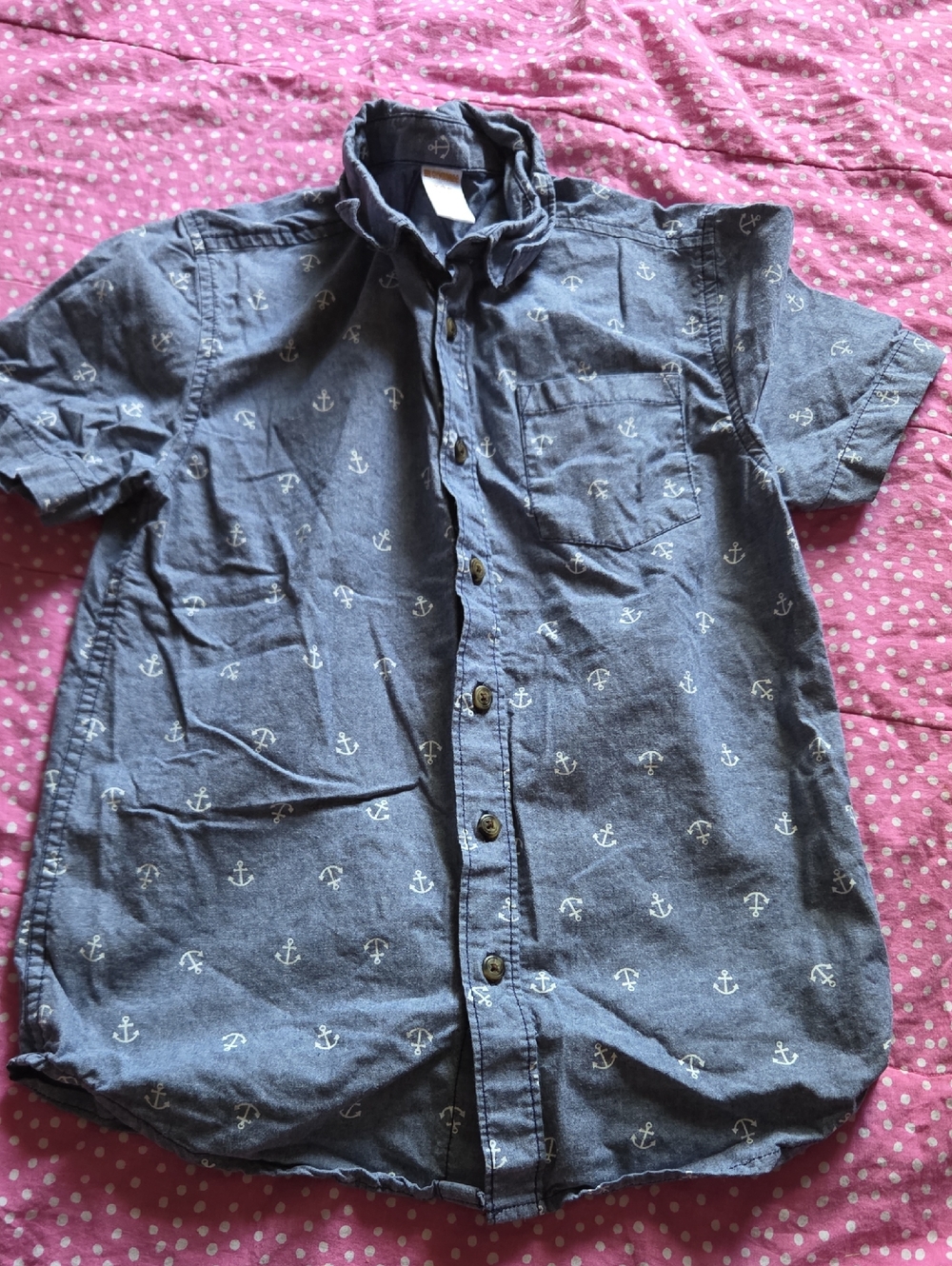 🩵2 For $15🩵Gymboree Blue Short-Sleeve Button-Down Shirt  Boys 7-8